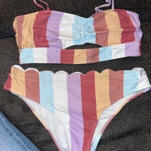 SHEIN Multicolor Striped Bikini Set